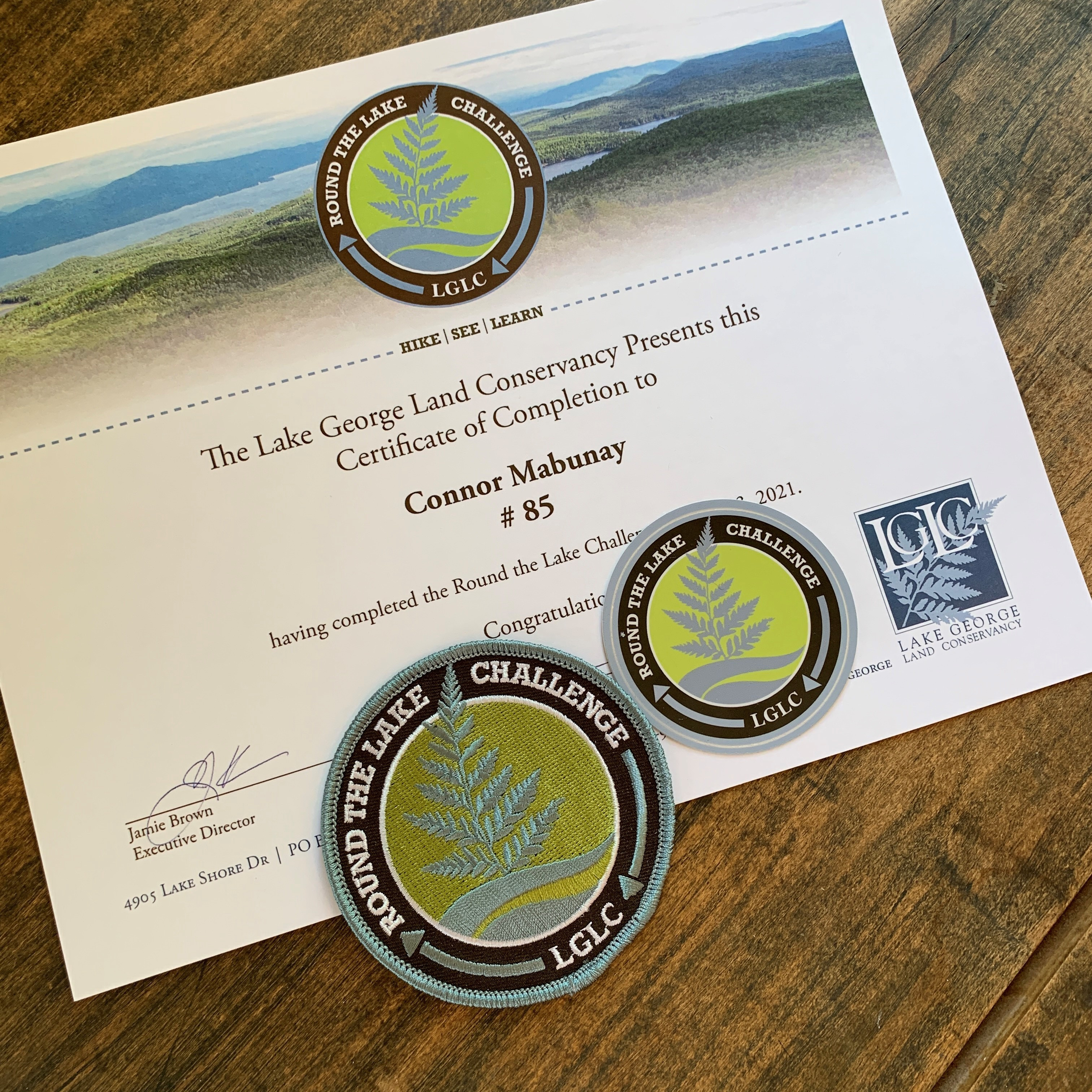 Round the Lake Certificate and patch