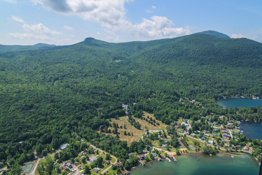 Aerial view of Huletts Landing, with focus area of the LGLC's conservation initiative